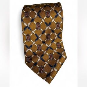 Valentino Vintage Men's Gold Patterned Silk Tie - Made in Italy